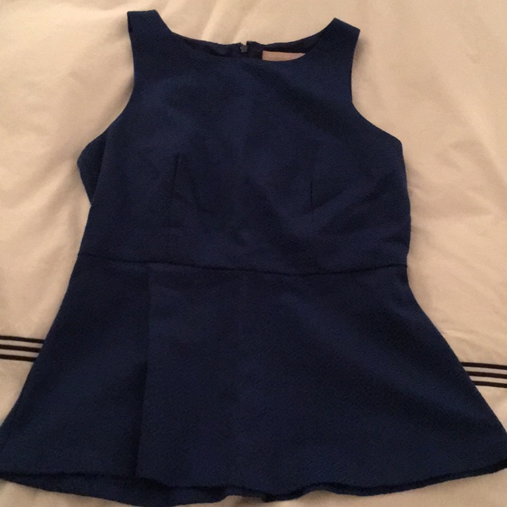 Royal blue peplum sleeveless blouse